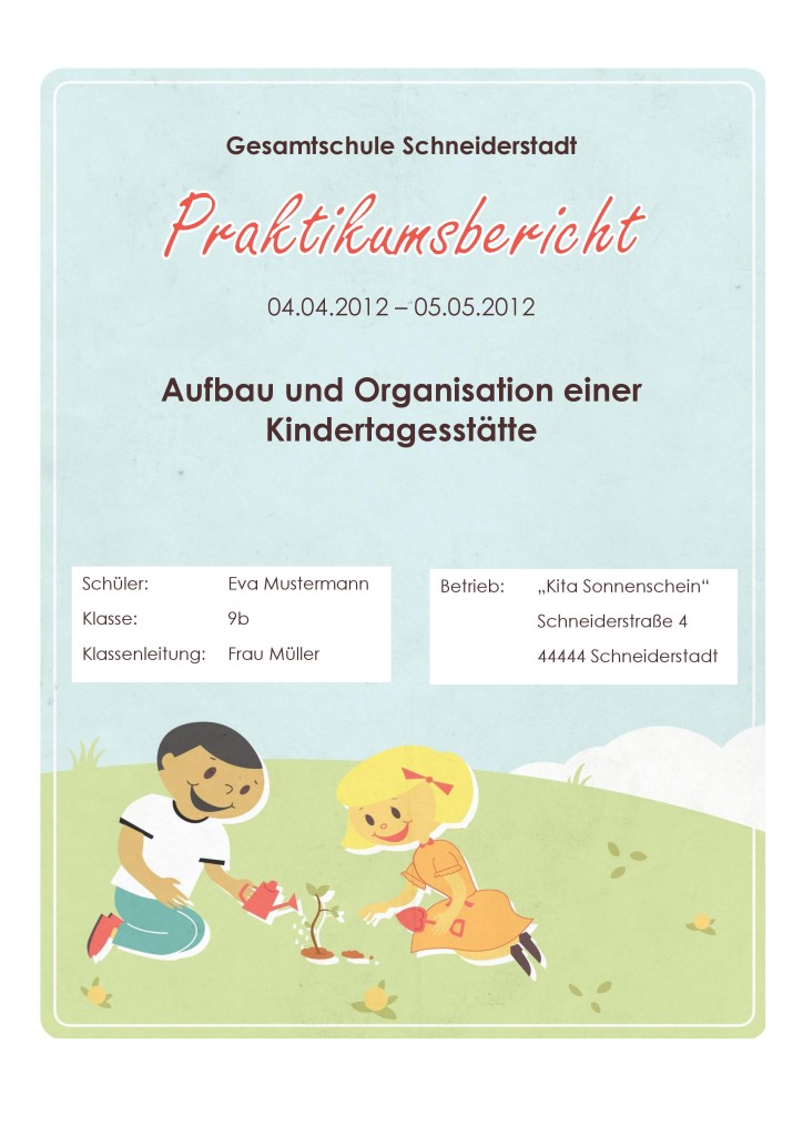 Praktikumsbericht Deckblatt - Praktikumsberichte