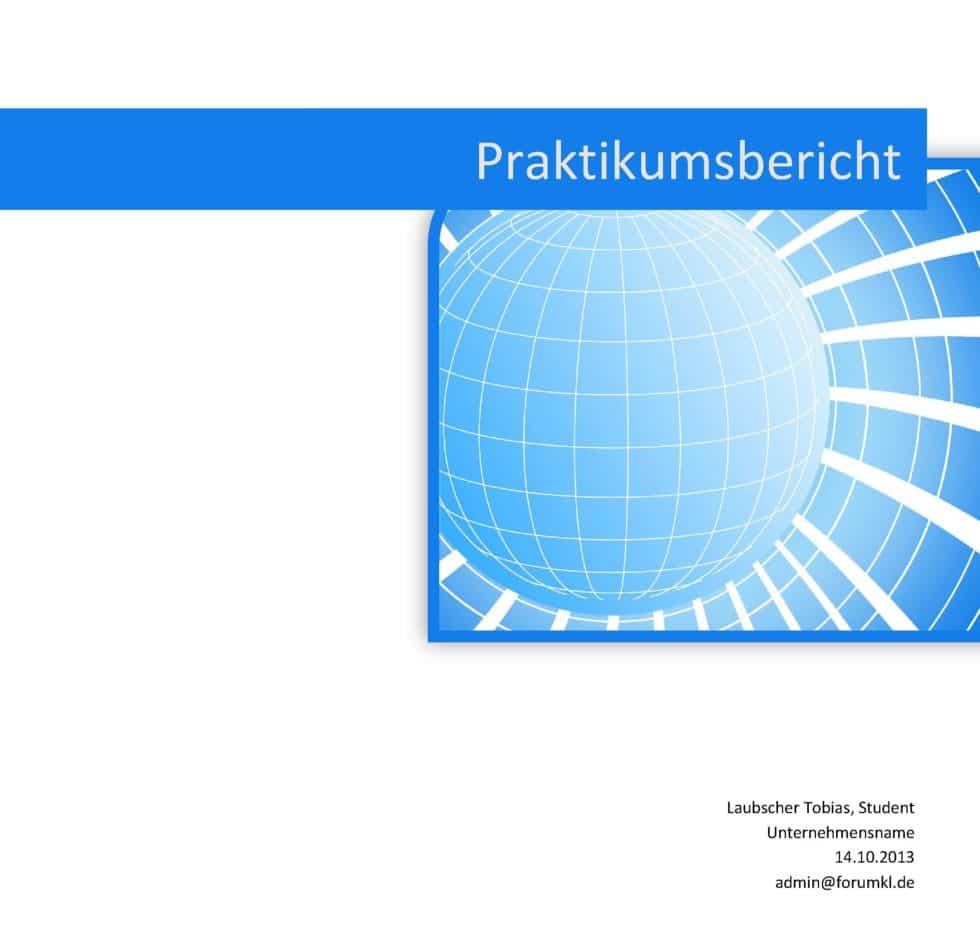 Praktikumsbericht Deckblatt - Praktikumsberichte